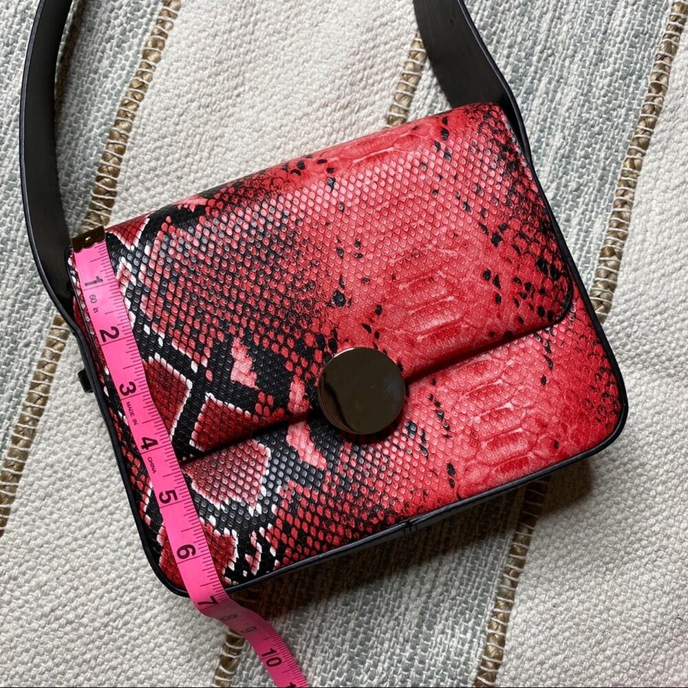 Nissa One Red Black Snake Print Crossbody Bag - Picture 5 of 9
